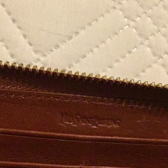 Vintage. YSL Brown Leather Wallet - Picture 7 of 11